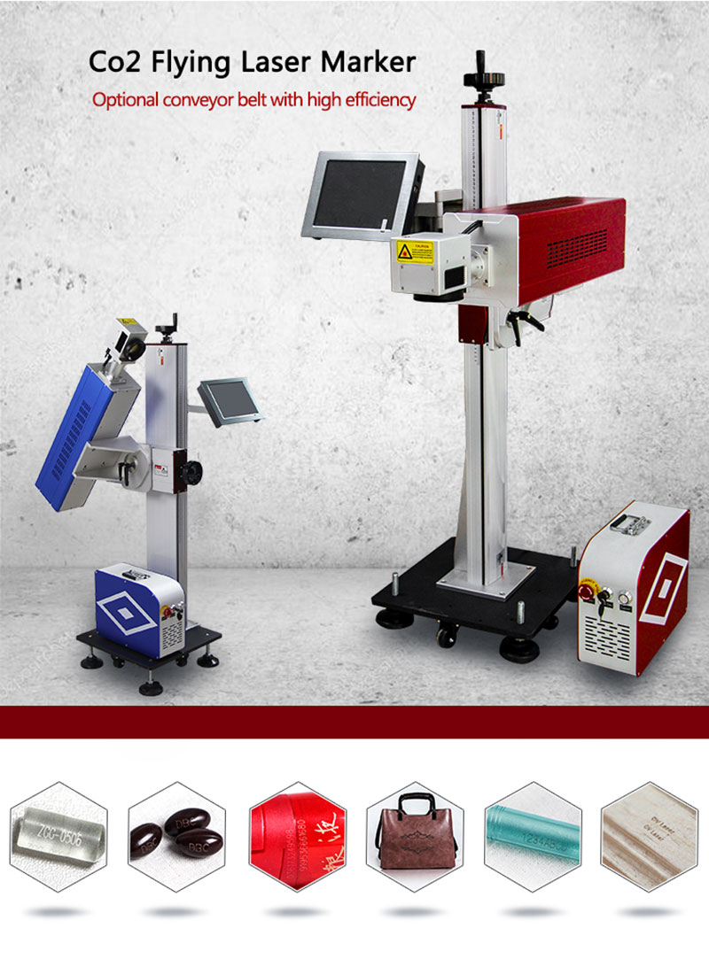 Modular design 30W CO2 Adjustable  Flying laser marking machine